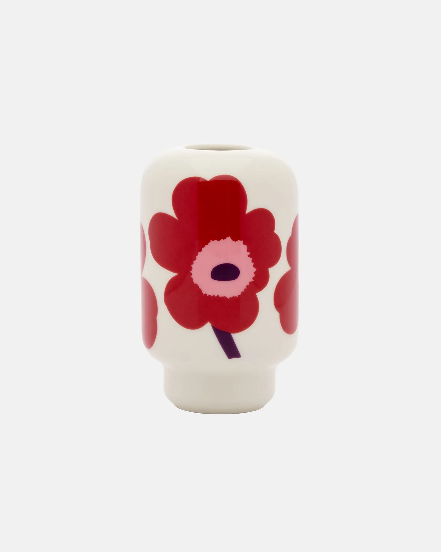 Marimekko Unikko Ceramic vase white, cranberry pink