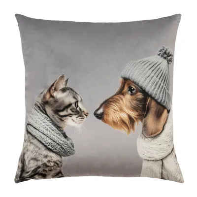 PAD CAT LOVES DOG Kissenhülle light grey, ca. 45 x 45 cm
