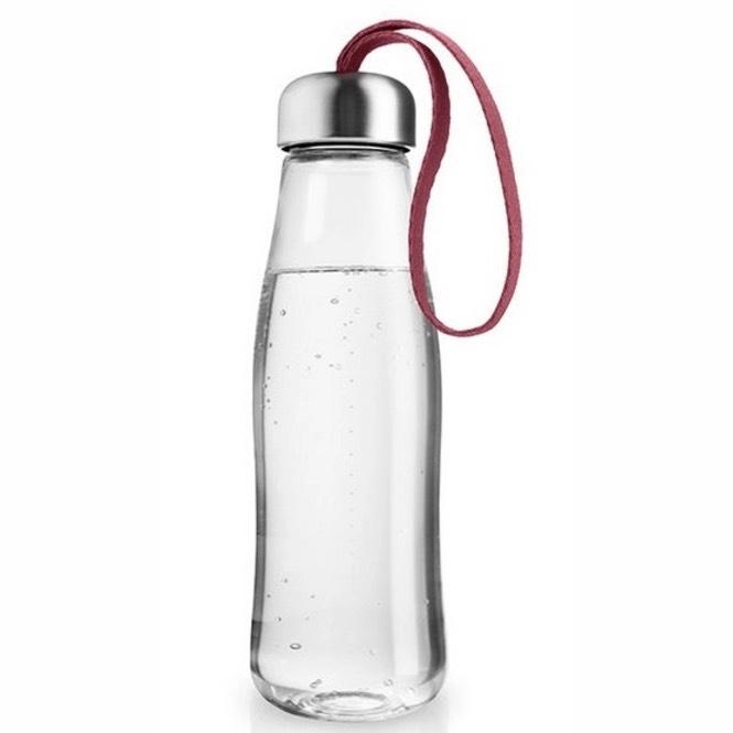 Eva Solo Trinkflasche 0,5 Liter Transparent mit rotem band