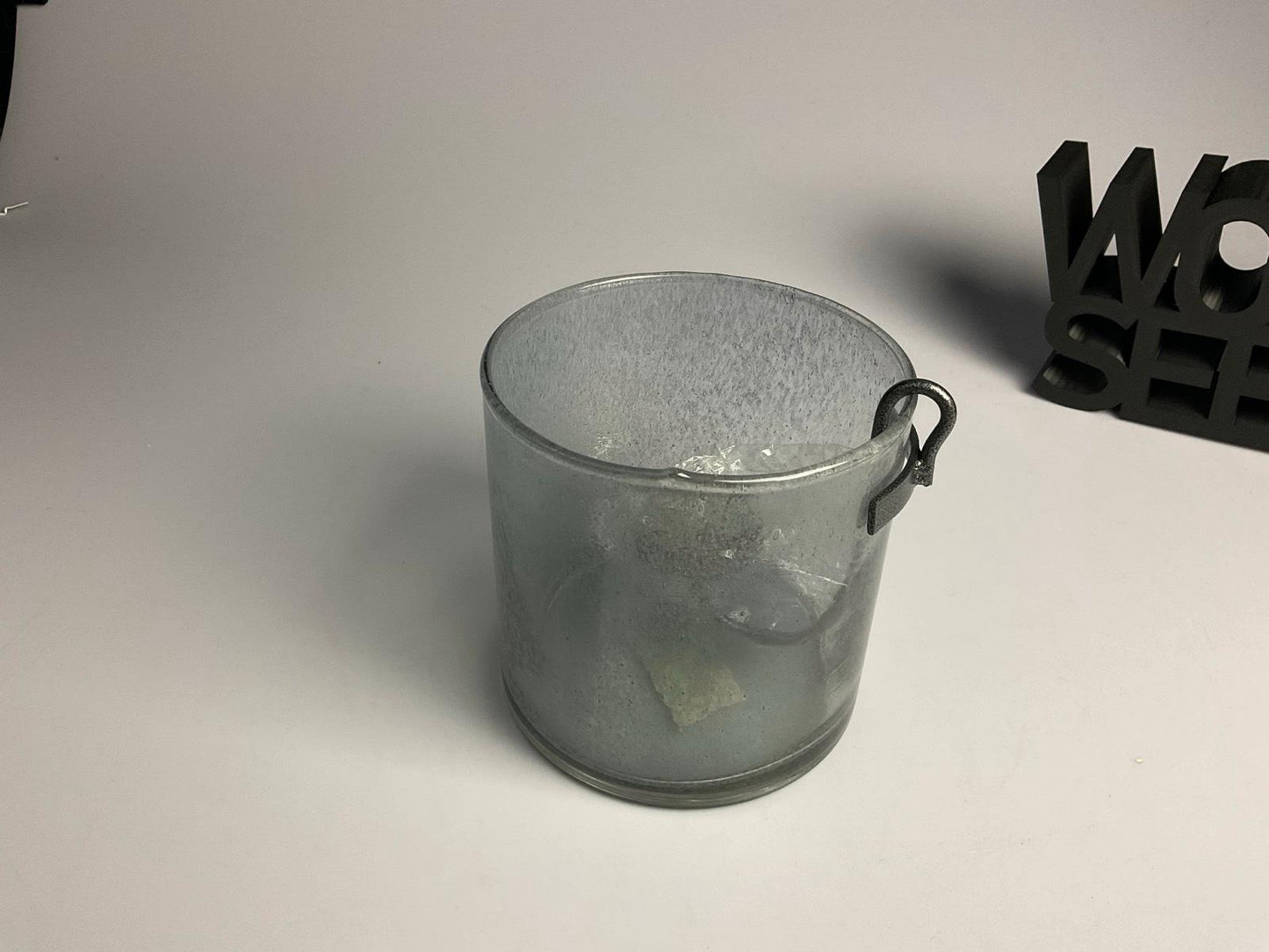 Florissima Glas Teelichtbecher Teelichthalter grau H 15,5 D 14 cm
