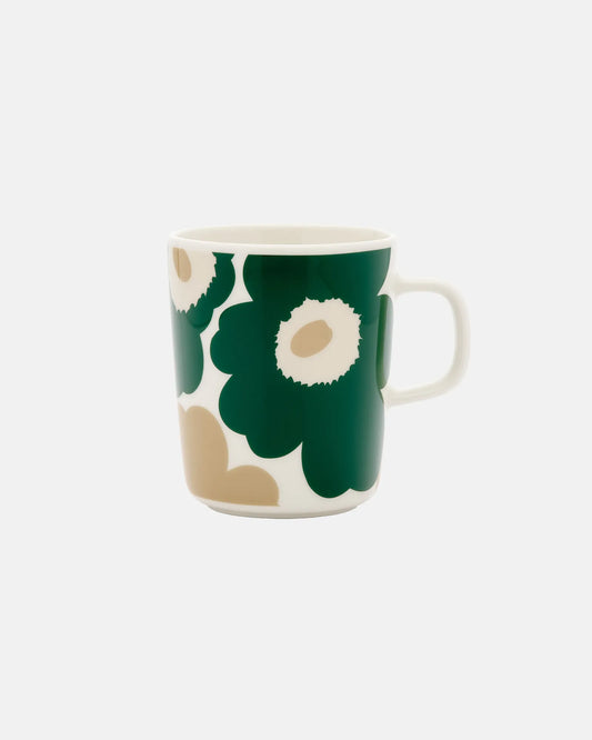 Marimekko Oiva / Unikko Mug 2,5 dl white, d. green, beige