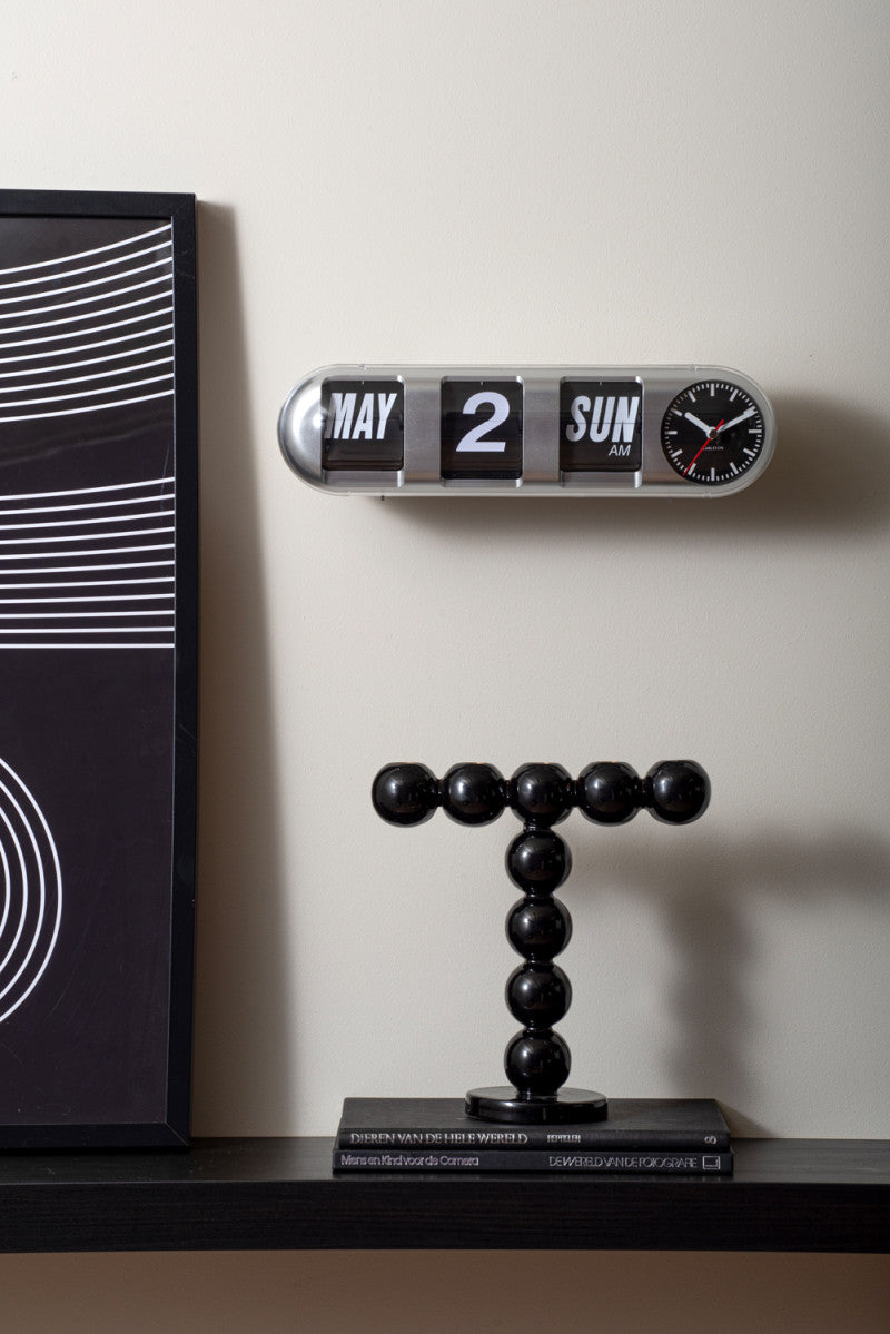 Karlsson Wall Clock Tube Flip Wanduhr silber