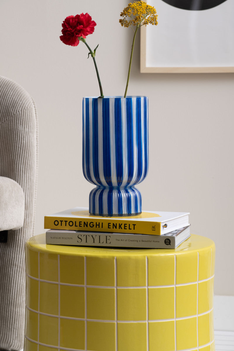 Present Time Vase Rayado Retro Large cobalt blau