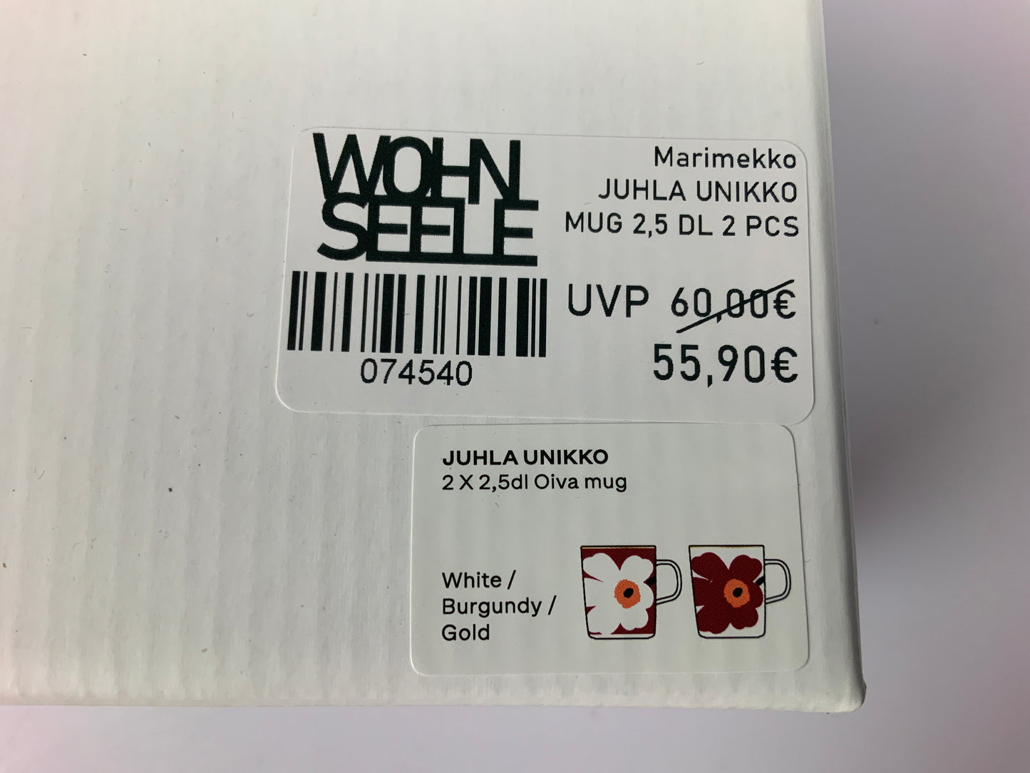 Marimekko JUHLA UNIKKO MUG 2,5 DL 2 PCS