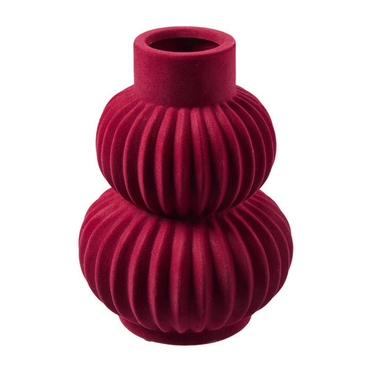 Keramik Vase Elista mit Rillen H26cm burgundy