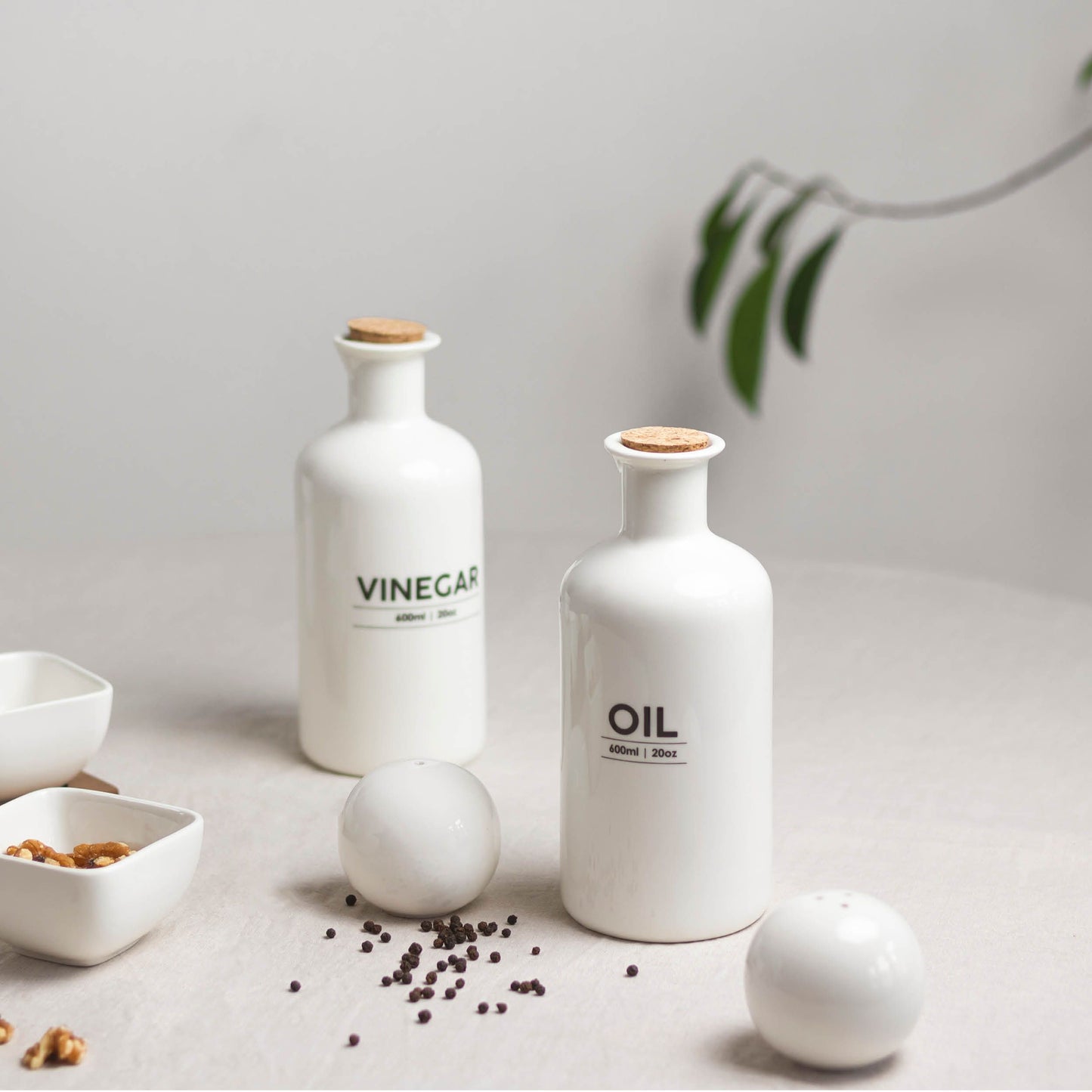 ONA Öl- und Essigflasche set 60cl weiß Cucina