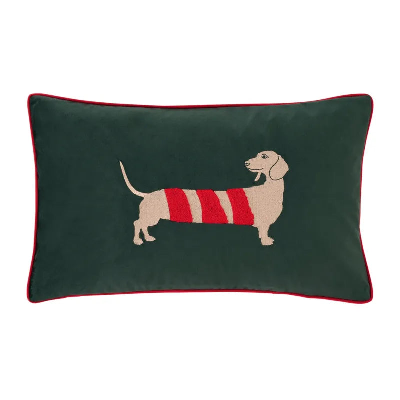 PAD Kissenhülle CANDYCANE Dackel dark green 30x50cm