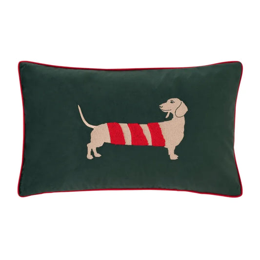 PAD Kissenhülle CANDYCANE Dackel dark green 30x50cm