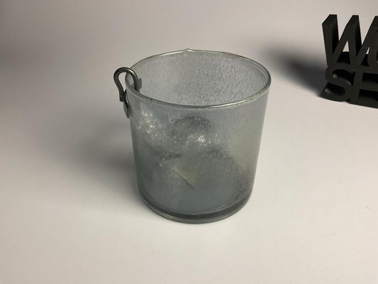 Florissima Glas Teelichtbecher Teelichthalter grau H 15,5 D 14 cm