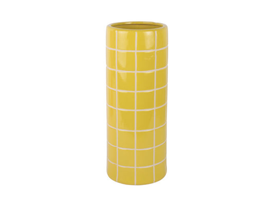 Present Timer Vase Retro Tiles Round Large Citrine yellow