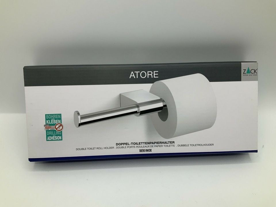 ZACK Atore Doppel-Toilettenpapierhalter Edelstahl poliert