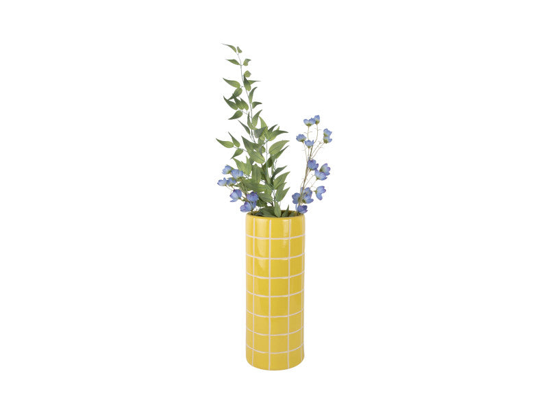 Present Timer Vase Retro Tiles Round Large Citrine yellow