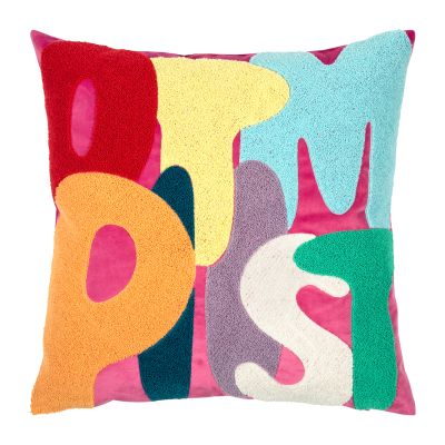 PAD LETTERS Kissenhülle OPTIMIST, multi-hot pink, 45 x 45 cm